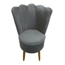 Ver imagem 2 de Cadeira Poltrona Decorativa Pétala Veludo Luxo Premium Pés Retrô Palito Sala e Quarto Cinza Escuro