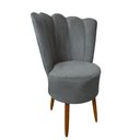 Ver imagem 1 de Cadeira Poltrona Decorativa Pétala Veludo Luxo Premium Pés Retrô Palito Sala e Quarto Cinza Escuro