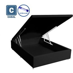 Cama Box Baú Casal Preto Suede 138x188 - 1
