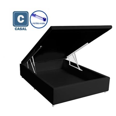 Cama Box Baú Casal Preto Suede 138x188