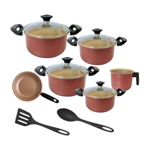 Kit Jogo de Panelas Fervedor Frigideira Antiaderente 8 Pçs