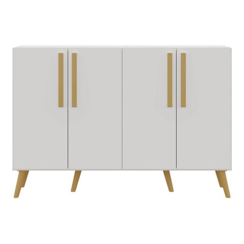 Aparador Buffet 4 Portas Retrô Viena Multimóveis V3606 Branco/Natural