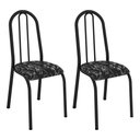 Ver imagem 1 de Kit 2 Cadeiras de Cozinha Flórida Estampado Preto Florido Pés de Ferro Preto - Pallazio