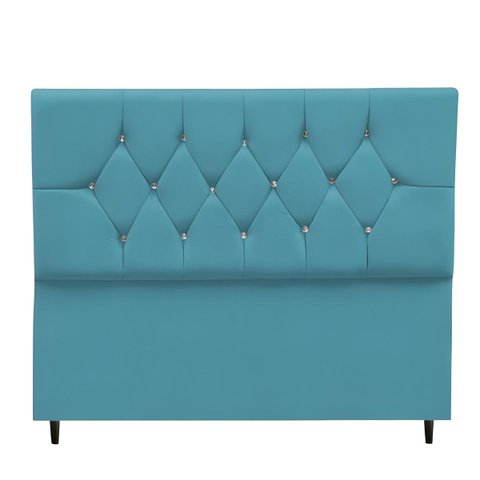 Cabeceira Estofada Cama Casal Queen Size 160 Cm Suede Nina:azul Turquesa