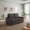 Ver imagem 3 de Sofá Retrátil Reclinável 3 Lugares 180cm Linho com Molas Palmeira CabeCasa MadeiraOriginals Cinza Ch