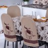 Kit 8 Capas de Cadeira + Toalha de Mesa + Cortina Sala de Jantar Cozinha Dos Sonhos Completa Estampa - 2