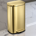 Ver imagem 2 de Lixeira Inox Retangular c/Pedal 30L. Escovado Mood - Dourado Matte