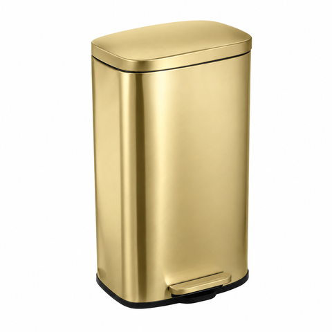 Lixeira Inox Retangular c/Pedal 30L. Escovado Mood - Dourado Matte