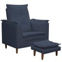 Ver imagem 5 de Poltrona Amamentação Lara com Puff para Quarto de Bebê Confortável Suede Azul Marinho