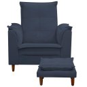 Ver imagem 4 de Poltrona Amamentação Lara com Puff para Quarto de Bebê Confortável Suede Azul Marinho