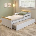 Ver imagem 1 de Bicama Infantil com LED e Grades de Proteção Petit Casatema MadeiraOriginals Branco/Mel