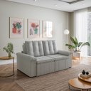 Ver imagem 5 de Sofá Retrátil Reclinável 3 Lugares 180cm Linho com Molas Palmeira CabeCasa MadeiraOriginals Cinza