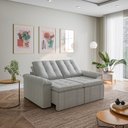 Ver imagem 1 de Sofá Retrátil Reclinável 3 Lugares 180cm Linho com Molas Palmeira CabeCasa MadeiraOriginals Cinza