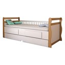 Ver imagem 2 de Cama Infantil Bicama Tesouro 2 Gavetas 100% Mdf Branco Brilho/amêndoa - Panorama Móveis