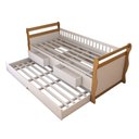 Ver imagem 3 de Cama Infantil Bicama Tesouro 2 Gavetas 100% Mdf Branco Brilho/amêndoa - Panorama Móveis