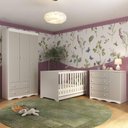 Ver imagem 1 de Quarto de Bebê Completo com Berço Americano 3 em 1 Realeza Multimóveis Mp4591 Branco/off White