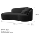 Ver imagem 5 de Divã Recamier Sofá Curvo Sala de Tv e Estar Recepção Inglaterra 150cm Lado Esquerdo Bouclé Preto- Ma