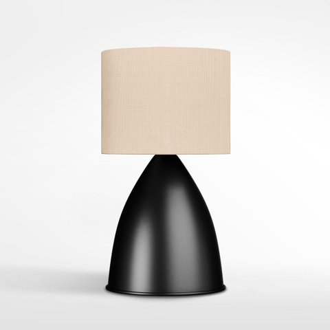 Kit 2 Luminárias de Mesa Abajur Bojudo Preto Alumínio com Cúpula Tecido Algodão