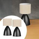 Ver imagem 4 de Kit 2 Luminárias de Mesa Abajur Bojudo Preto Alumínio com Cúpula Tecido Algodão