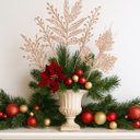 Ver imagem 2 de Conjunto 4 Galhos Natalinos Folhagem Decorativa Glitter Rosê 30cm - Magizi