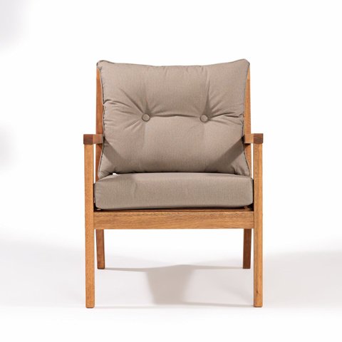 Poltrona para Jardim em Madeira Maciça Riade Bege/Stain Jatobá/Fendi