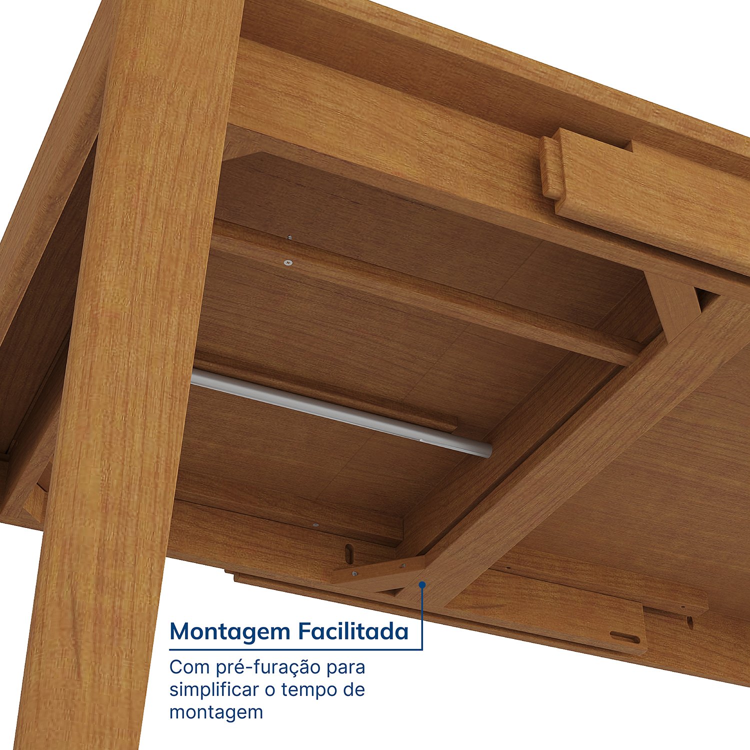 Mesa Extensível Retangular Madeira Maciça Tampo Laminado 6 Lugares Tarsila CabeCasa MadeiraMadeira - 5