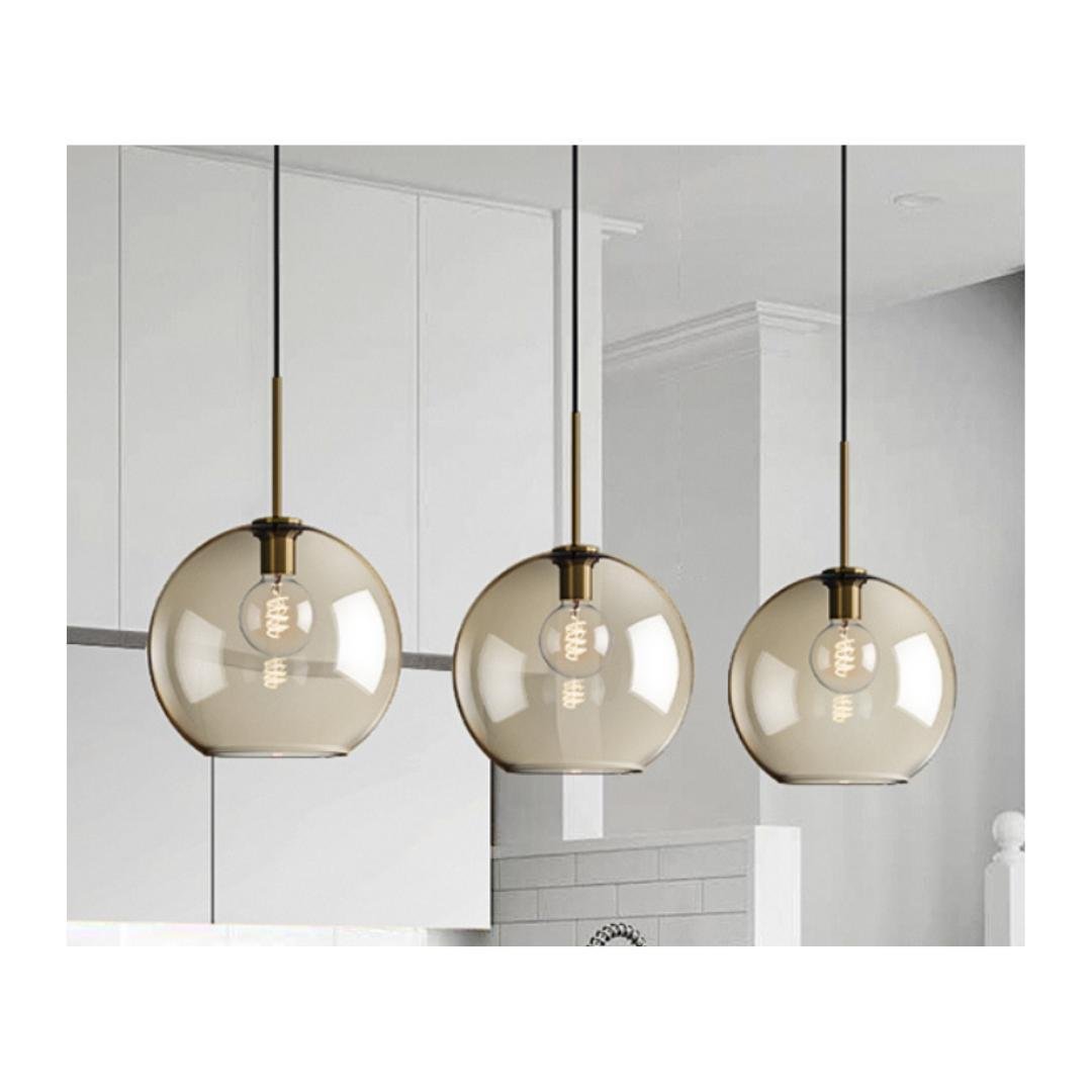 Lustre Pendente Vidro Âmbar Globo Vintage Retrô - 2