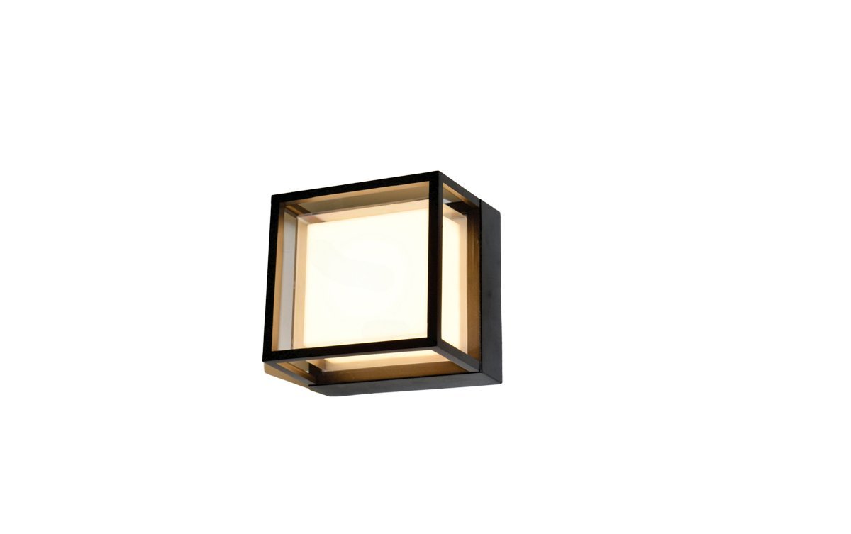 Arandela Moderna Quadrada Preta Led 12w 3000k Bivolt Ip65 Embu Led