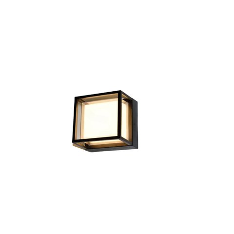 Arandela Moderna Quadrada Preta Led 12w 3000k Bivolt Ip65 Embu Led
