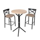 Ver imagem 3 de Conjunto Bistrô Tampo 0,65m Redondo com 2 Banquetas Tubo Paris Preto/Bege
