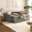 Ver imagem 3 de Sofá Cama Retrátil e Reclinável 4 Lugares 240cm Linho com Molas Palmeira CabeCasa MadeiraOriginals