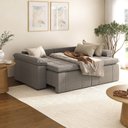 Ver imagem 3 de Sofá Cama Retrátil e Reclinável 4 Lugares 240cm Linho com Molas Palmeira CabeCasa MadeiraOriginals