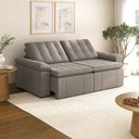 Ver imagem 1 de Sofá Cama Retrátil e Reclinável 4 Lugares 240cm Linho com Molas Palmeira CabeCasa MadeiraOriginals C