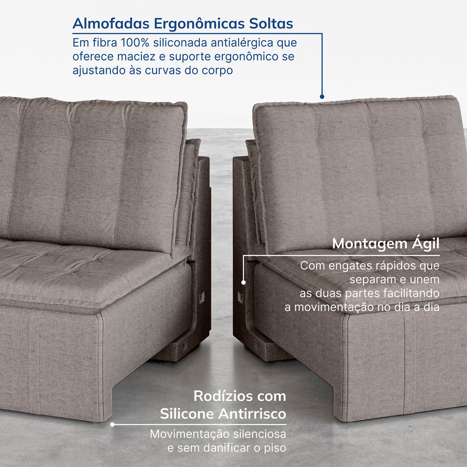 Sofá Cama Retrátil Palmeira 4 Lugares 240cm Linho com Molas Cabecasa MadeiraMadeira - 6