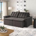 Ver imagem 1 de Sofá Cama Retrátil e Reclinável 4 Lugares 240cm Linho com Molas Palmeira CabeCasa MadeiraOriginals g