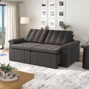 Ver imagem 2 de Sofá Cama Retrátil e Reclinável 4 Lugares 240cm Linho com Molas Palmeira CabeCasa MadeiraOriginals