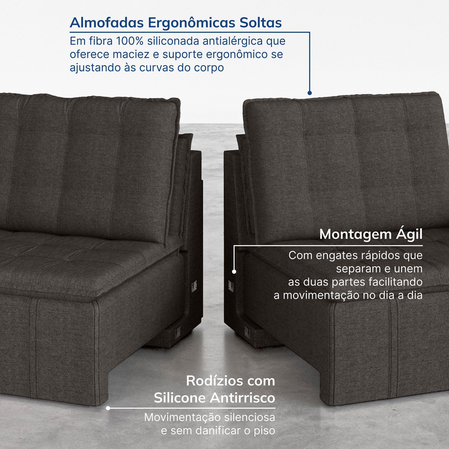 Sofá Cama Retrátil Palmeira 4 Lugares 240cm Linho com Molas Cabecasa MadeiraMadeira - 8