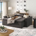 Ver imagem 3 de Sofá Cama Retrátil e Reclinável 4 Lugares 240cm Linho com Molas Palmeira CabeCasa MadeiraOriginals g