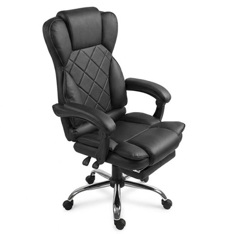 Cadeira de Escritório Presidente Giratória Office Viseo Courino Preto - Sallar Home