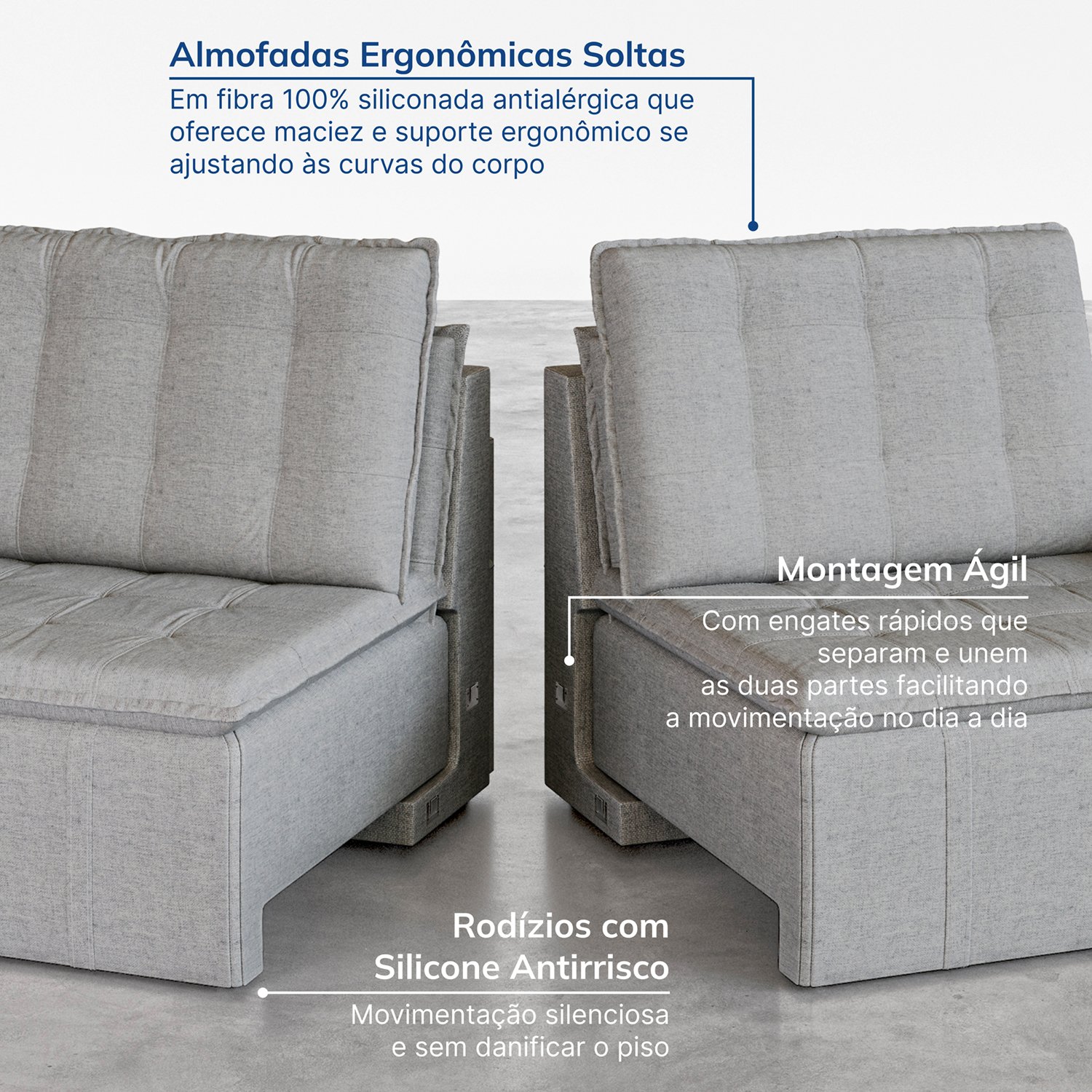 Sofá Cama Retrátil Palmeira 4 Lugares 240cm Linho com Molas Cabecasa MadeiraMadeira - 8