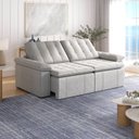 Ver imagem 1 de Sofá Cama Retrátil e Reclinável 4 Lugares 240cm Linho com Molas Palmeira CabeCasa MadeiraOriginals C