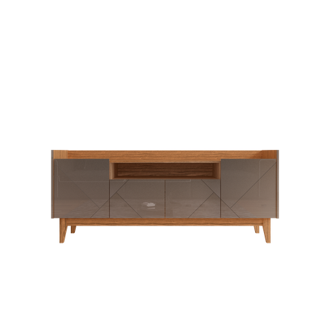 Rack Sala 4 Portas Cinza Pérola Noce Adria Casa D