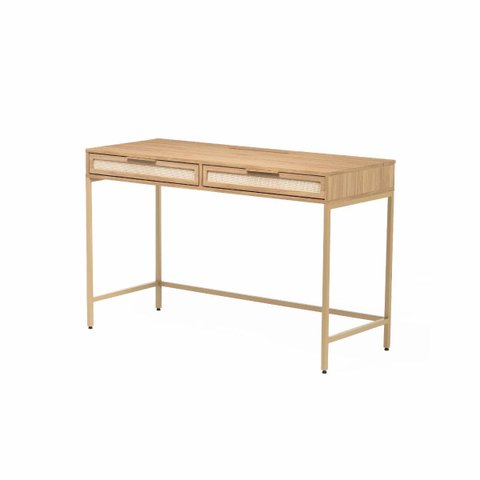 Escrivaninha Square 2 Gavetas 100% MDF Pés de Metal Tauari - Telinha Rattan