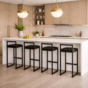 Ver imagem 3 de Kit 4 Banqueta Metal Alta Balcão Área Gourmet Bancada Cozinha Bistrô Moderno Couro Sintético