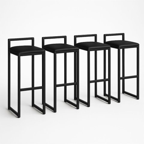 Kit 4 Banqueta Metal Alta Balcão Área Gourmet Bancada Cozinha Bistrô Moderno Couro Sintético