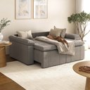 Ver imagem 3 de Sofá Cama 3 Lugares Retrátil Reclinável 2,00m Linho com Molas Palmeira CabeCasa MadeiraOriginals