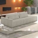 Ver imagem 2 de Sofá Ilha Modular para Sala 252cm com Puff Dublin K01 Bouclê Bege - Lyam Decor