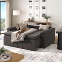 Ver imagem 3 de Sofá Cama 3 Lugares Retrátil Reclinável 200cm Linho com Molas Palmeira CabeCasa MadeiraOriginals Gra