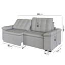 Ver imagem 4 de Sofá Cama 3 Lugares Retrátil Reclinável 2,00m Linho com Molas Palmeira CabeCasa MadeiraOriginals