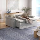 Ver imagem 3 de Sofá Cama Casal Retrátil e Reclinável 3 Lugares Linho Cinza Palmeira 200cm CabeCasa MadeiraOriginals